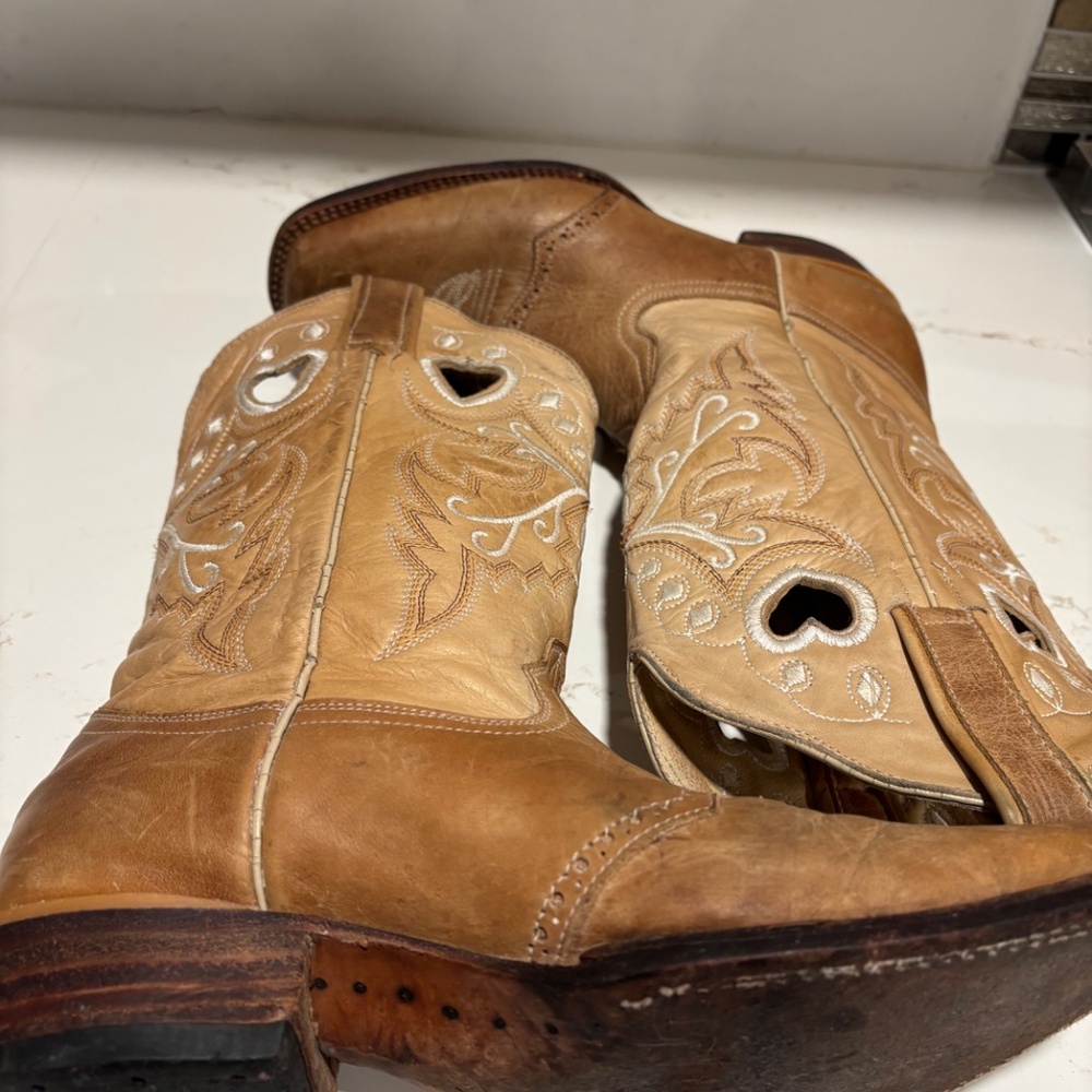 Women’s Innovacion Brown Leather Cowboy Western Heart Boots sz 26/9 Modelo 1820 - Picture 13 of 16